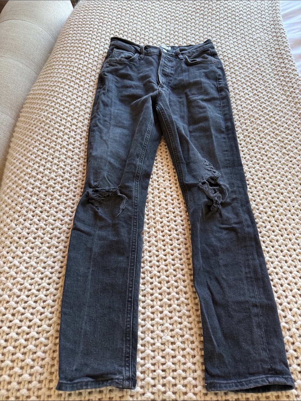 AGOLDE Black Ripped Skinny Jeans